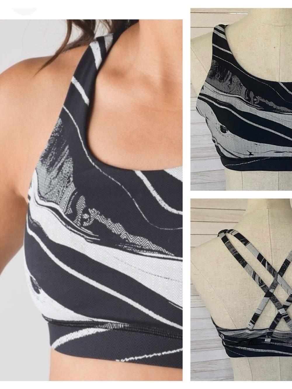 lululemon athletica Black & Grey Energy Sports Bra SZ 12 Activewear Sporty